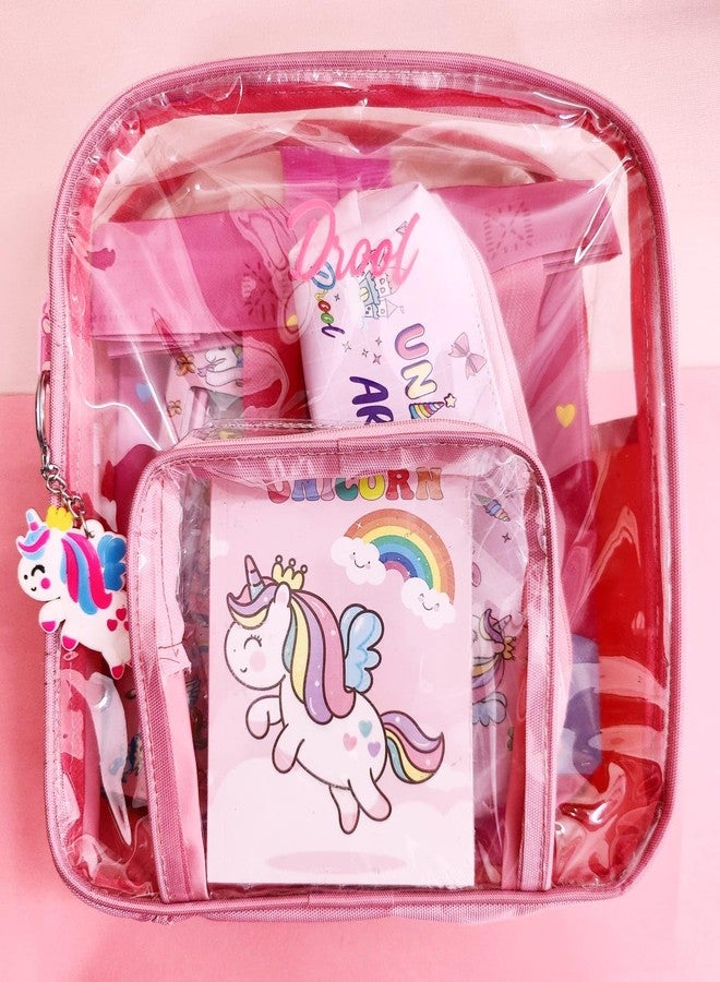 AMANVANI 7 in 1 Stationary items Unicorn Stationery Set for Girls Pink Stationery Set for Girls Unicorn Stationary Kit for Kids Birthday Return Gift for Kids Gift - Image 1